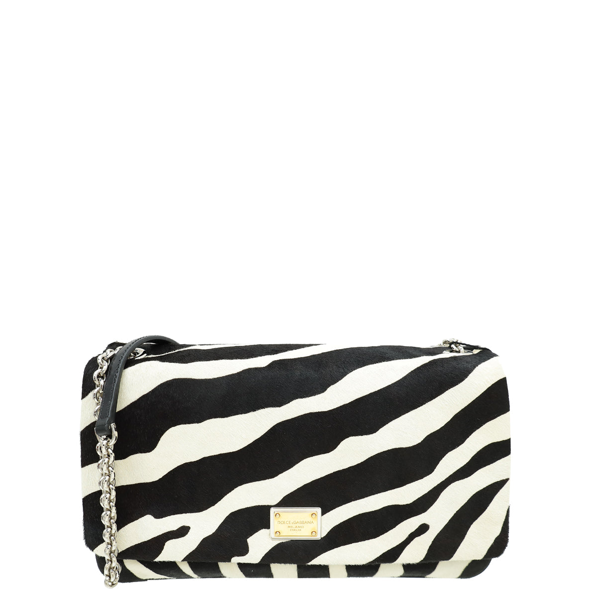 Dolce & Gabbana Bicolor Zebra Print Pony Hair Miss Charles Bag