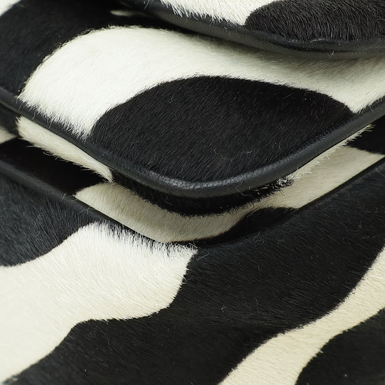 Dolce & Gabbana Bicolor Zebra Print Pony Hair Miss Charles Bag