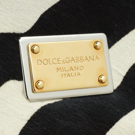 Dolce & Gabbana Bicolor Zebra Print Pony Hair Miss Charles Bag