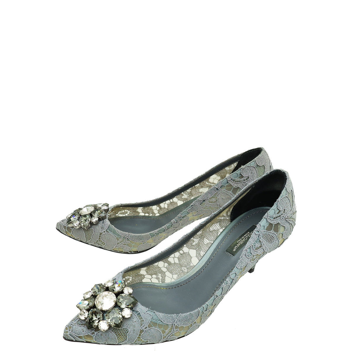Dolce & Gabbana Gray Lace Bellucci Pump 37-Dolce & Gabbana-THE CLOSET