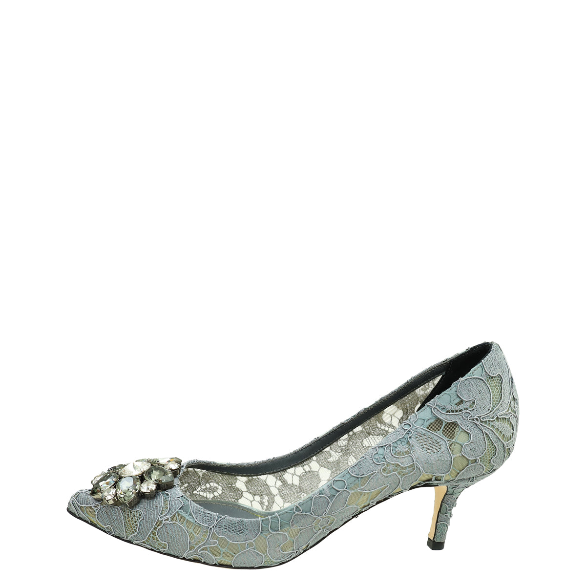 Dolce & Gabbana Gray Lace Bellucci Pump 37