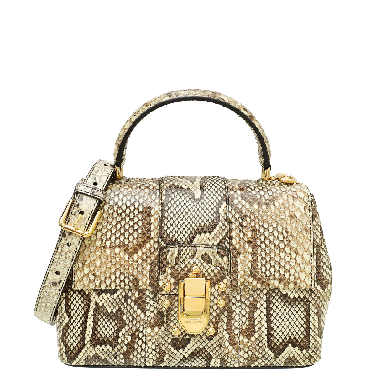 Dolce & Gabbana Bicolor Python Lucia Top Handle Bag-Dolce & Gabbana-THE CLOSET