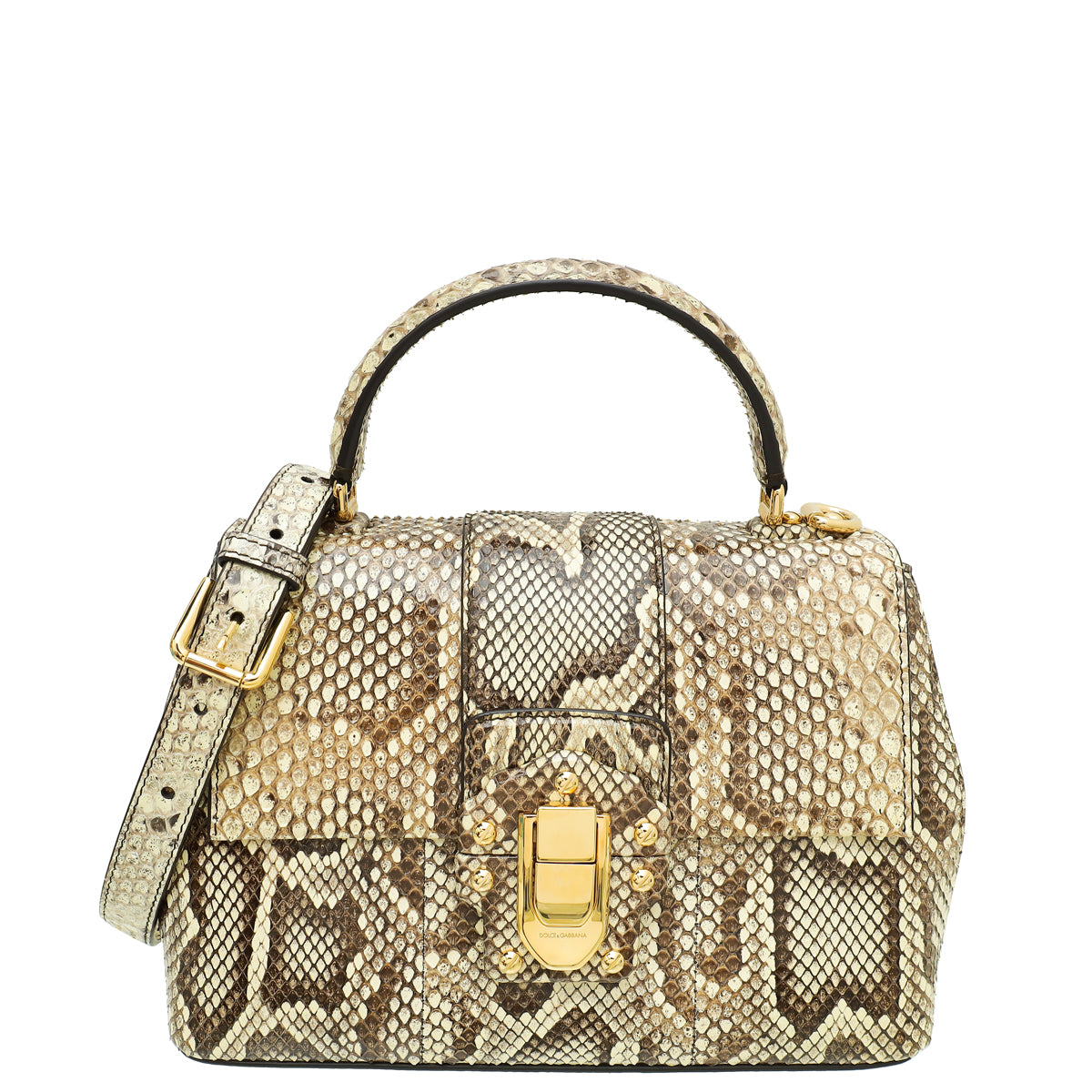 Dolce & Gabbana Bicolor Python Lucia Top Handle Bag