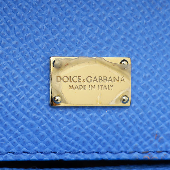 Dolce & Gabbana Blue Dauphine Sicily Small Flap Bag