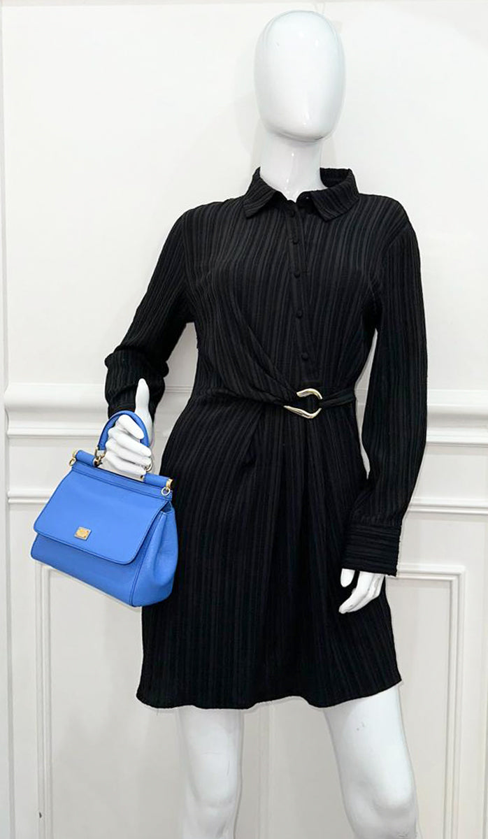 Dolce & Gabbana Blue Dauphine Sicily Small Flap Bag