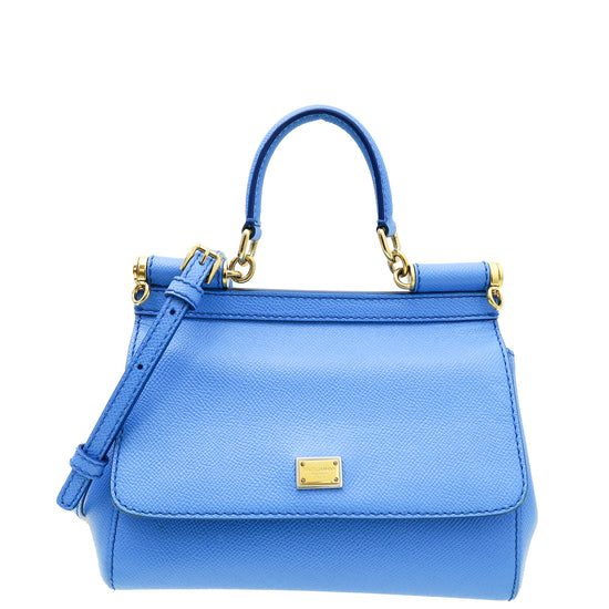 Dolce & Gabbana Blue Dauphine Sicily Small Flap Bag