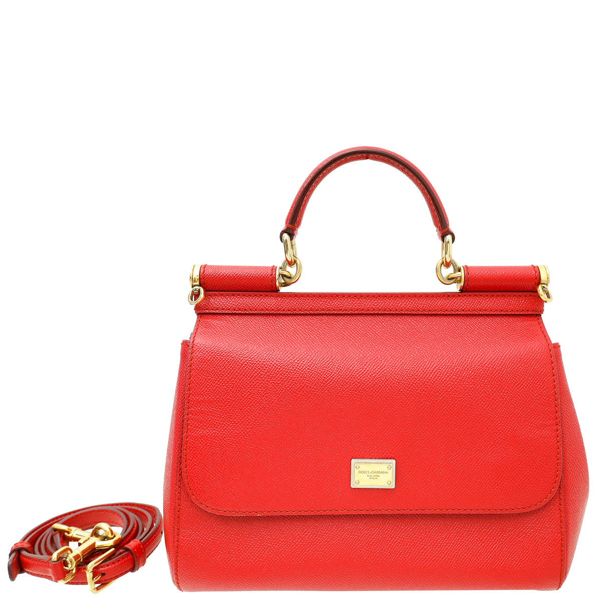 Dolce & Gabbana Red Dauphine Sicily Medium Flap Bag-Dolce & Gabbana-THE CLOSET