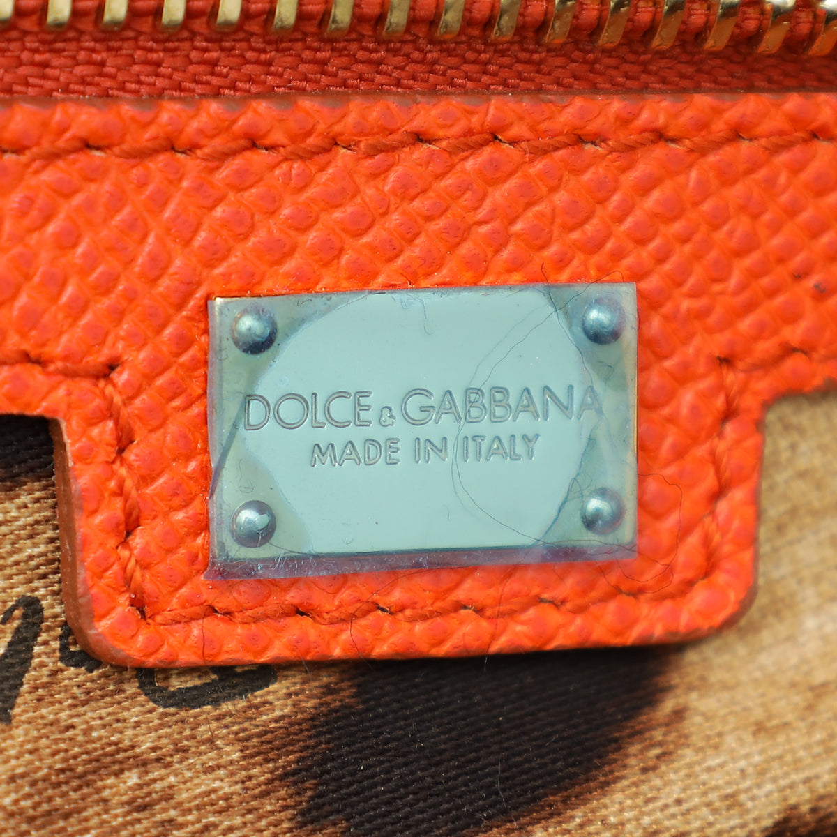 Dolce & Gabbana Orange Dauphine Sicily Large Bag