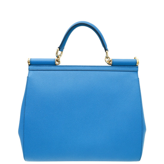 Dolce & Gabbana Azur Blue Sicily Dauphine Large Flap Bag