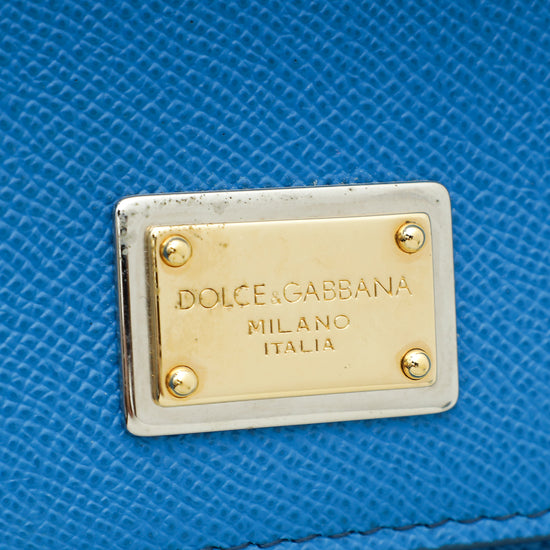 Dolce & Gabbana Azur Blue Sicily Dauphine Large Flap Bag