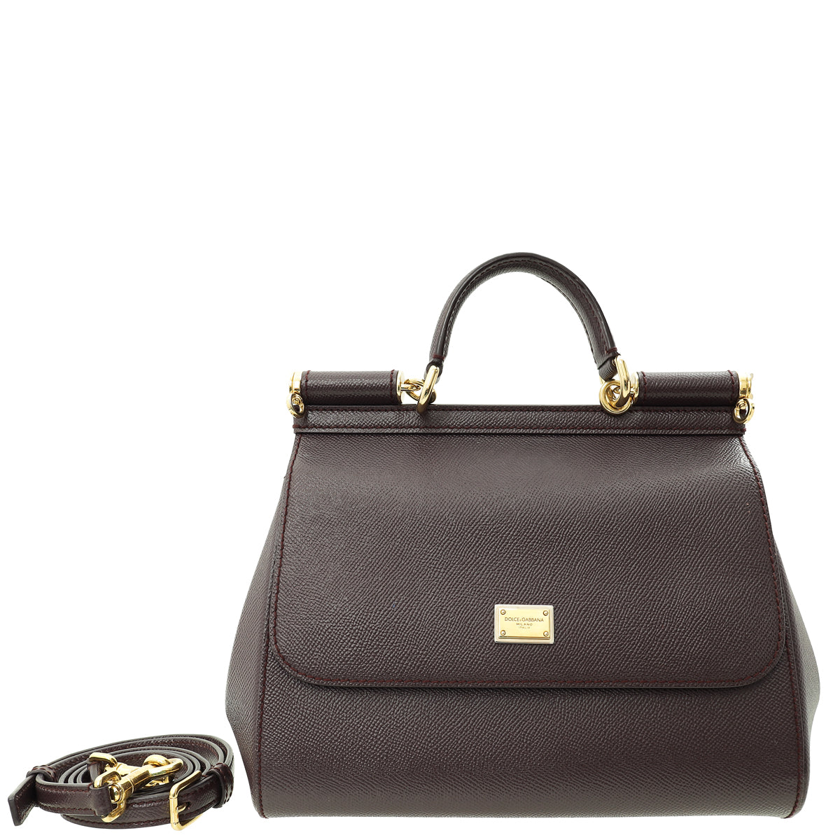 Dolce & Gabbana Burgundy Sicily Dauphine Medium Bag-Dolce & Gabbana-THE CLOSET