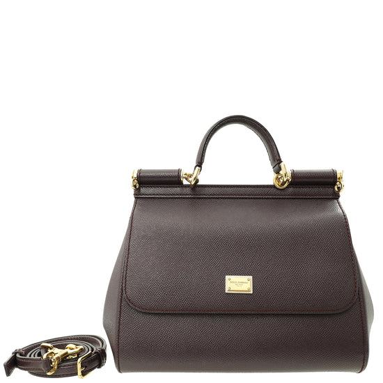 Dolce & Gabbana Burgundy Sicily Dauphine Medium Bag