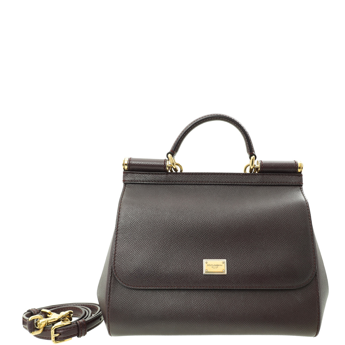 Dolce & Gabbana Burgundy Sicily Dauphine Medium Bag-Dolce & Gabbana-THE CLOSET
