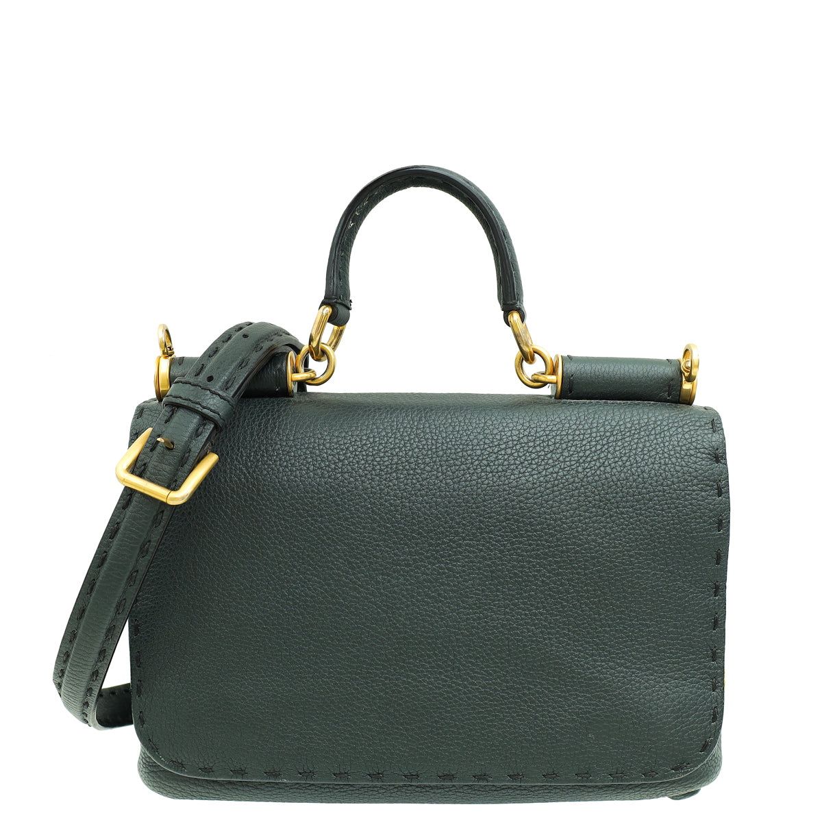 Dolce & Gabbana Dark Teal Stitched Sicily Top Handle Bag-Dolce & Gabbana-THE CLOSET