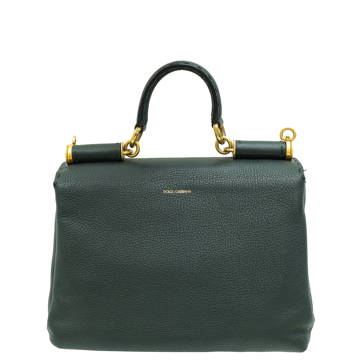 Dolce & Gabbana Dark Teal Stitched Sicily Top Handle Bag-Dolce & Gabbana-THE CLOSET