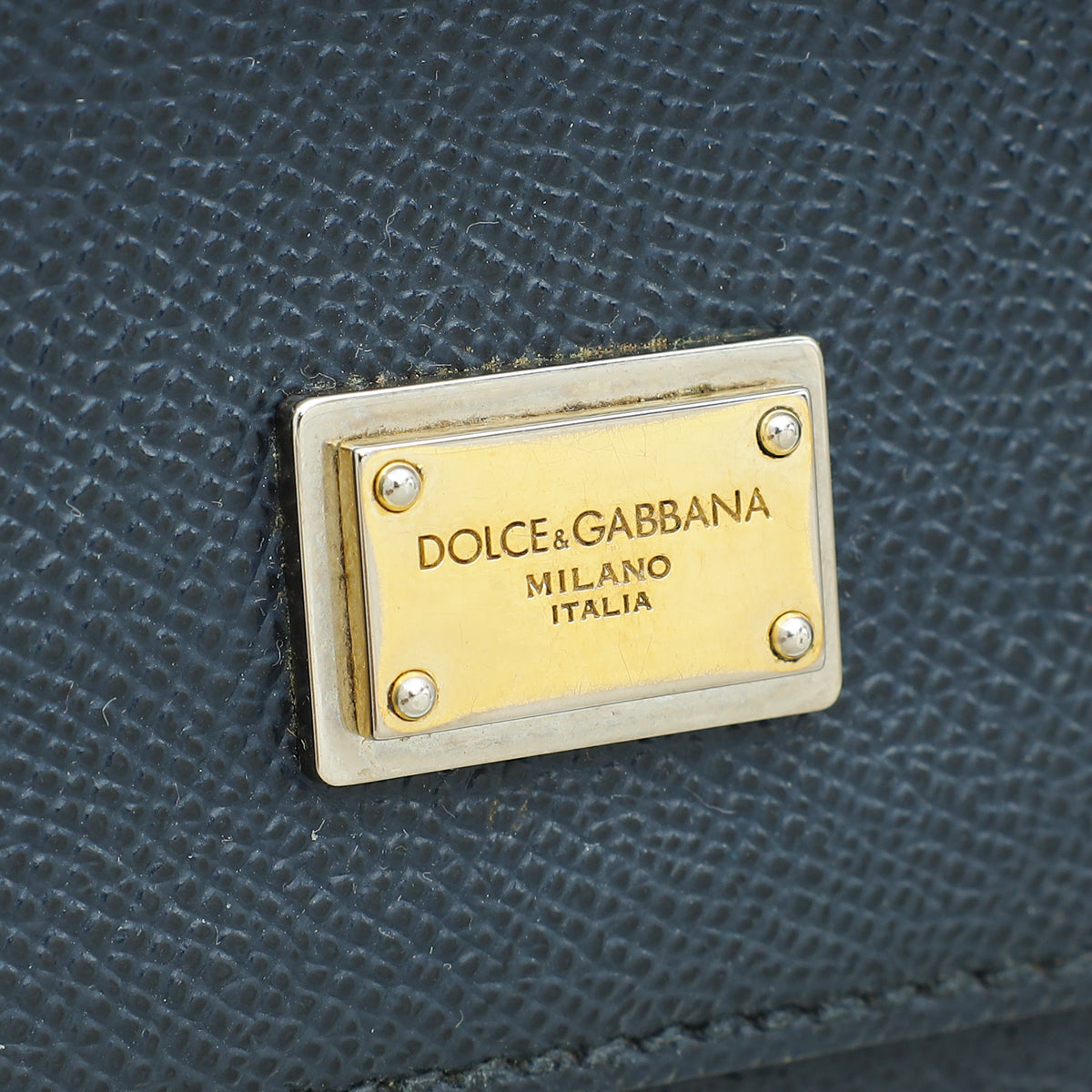 Dolce & Gabbana Navy Blue Dauphine Sicily Medium Bag