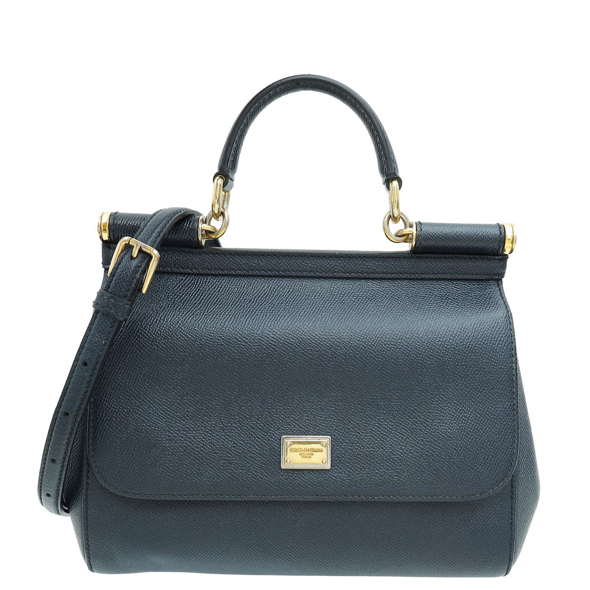 Dolce & Gabbana Navy Blue Dauphine Sicily Medium Bag