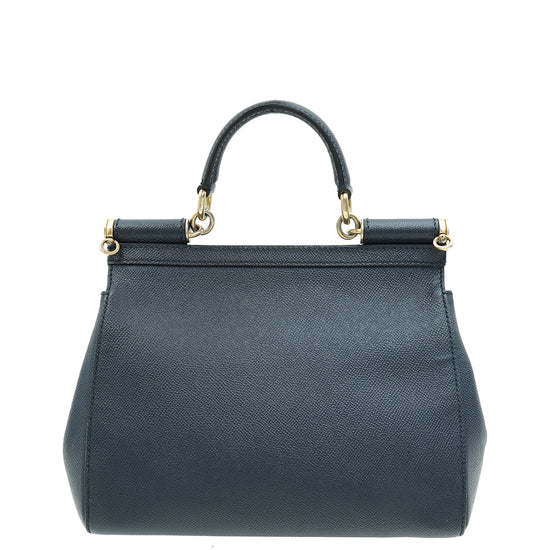 Dolce & Gabbana Navy Blue Dauphine Sicily Medium Bag