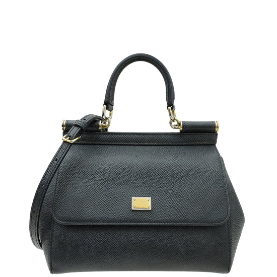 Dolce & Gabbana Black Dauphine Sicily Small Bag