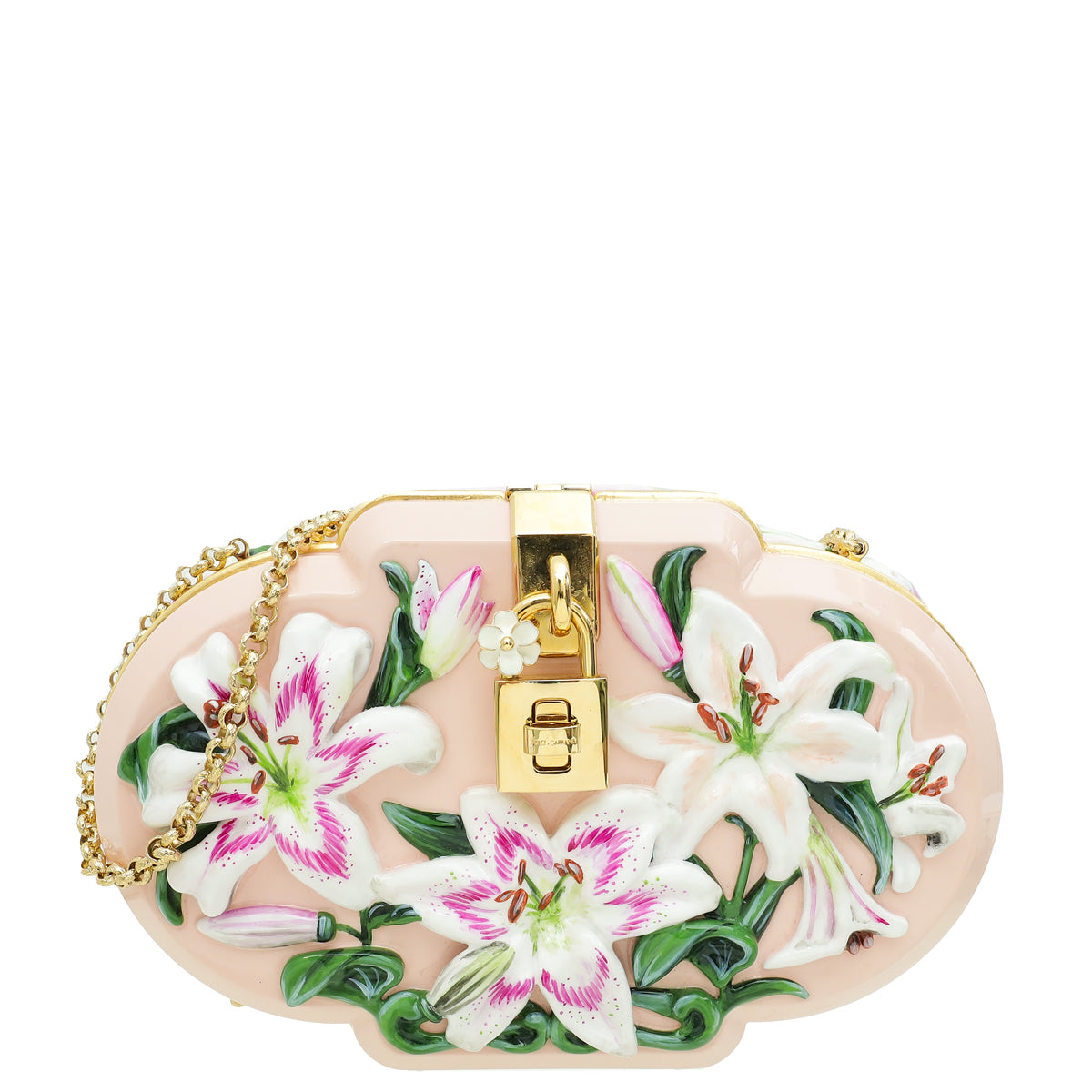 Dolce & Gabbana Multicolor Lilies Hand Painted Embellished Clutch-Dolce & Gabbana-THE CLOSET