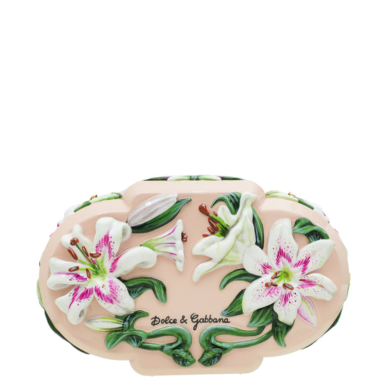 Dolce & Gabbana Multicolor Lilies Hand Painted Embellished Clutch