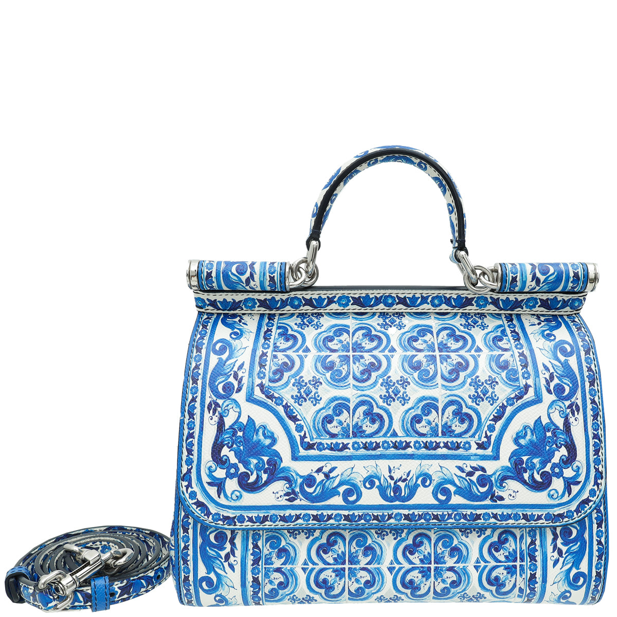 Dolce & Gabbana Bicolor Sicily Majolica Print Medium Bag