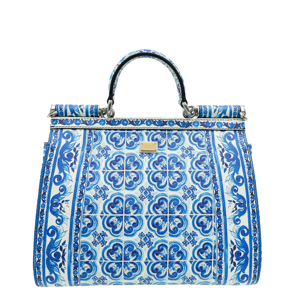 Dolce & Gabbana Bicolor Sicily Majolica Print Medium Bag-Dolce & Gabbana-THE CLOSET
