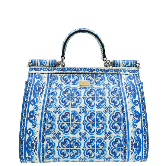 Dolce & Gabbana Bicolor Sicily Majolica Print Medium Bag