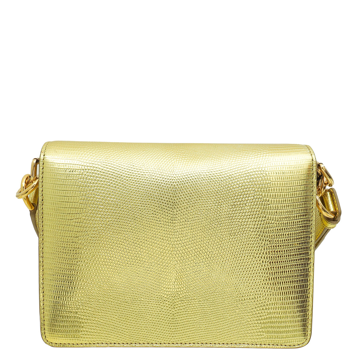 Dolce & Gabbana Metallic Gold Lizard Embossed Bella Shoulder Bag-Dolce & Gabbana-THE CLOSET