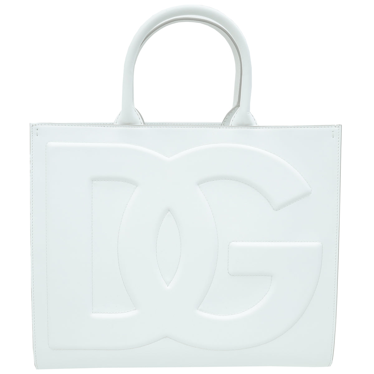 Dolce & Gabbana White Daily Logo Medium Tote Bag-Dolce & Gabbana-THE CLOSET
