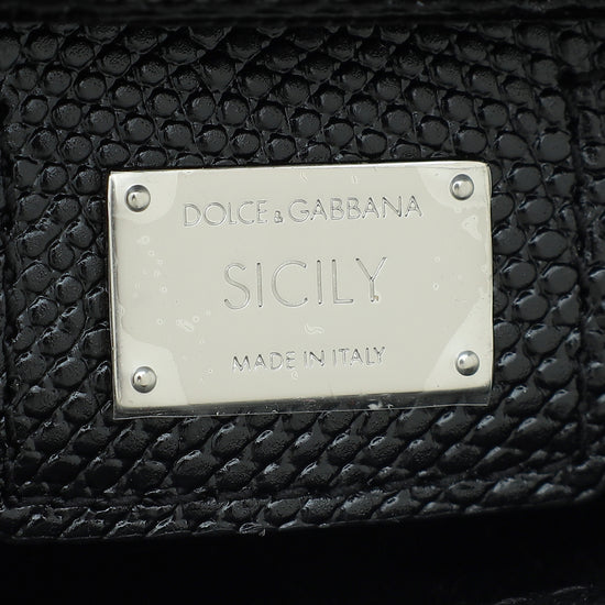 Load image into Gallery viewer, Dolce &amp;amp; Gabbana Black Sicily Crystal Embellished Top Handle Small Bag
