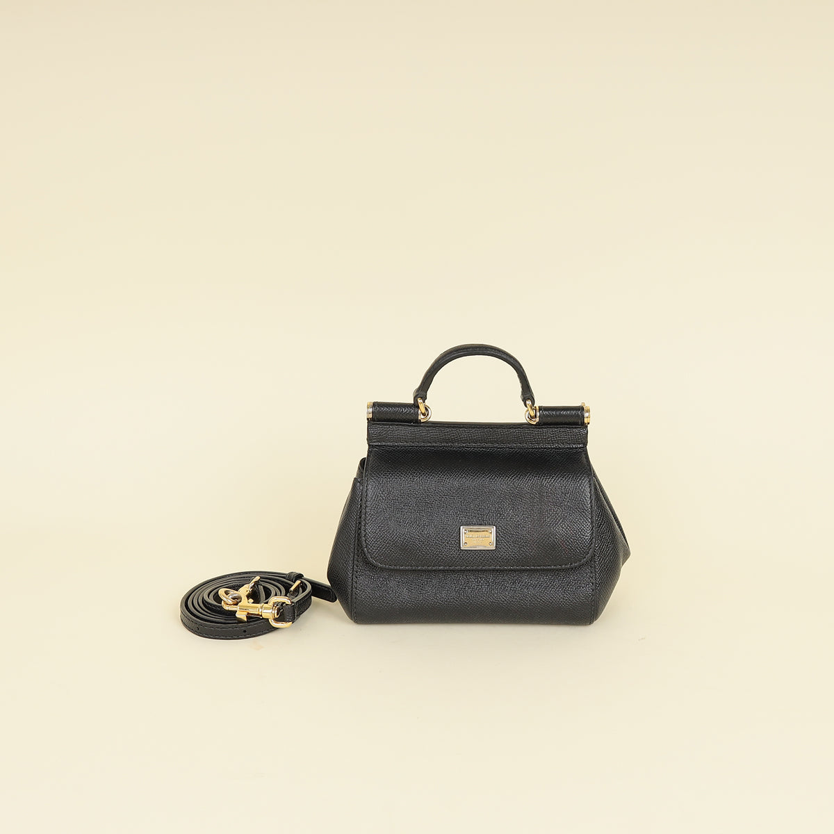 Dolce & Gabbana Black Dauphine Sicily Micro Bag-Dolce & Gabbana-THE CLOSET