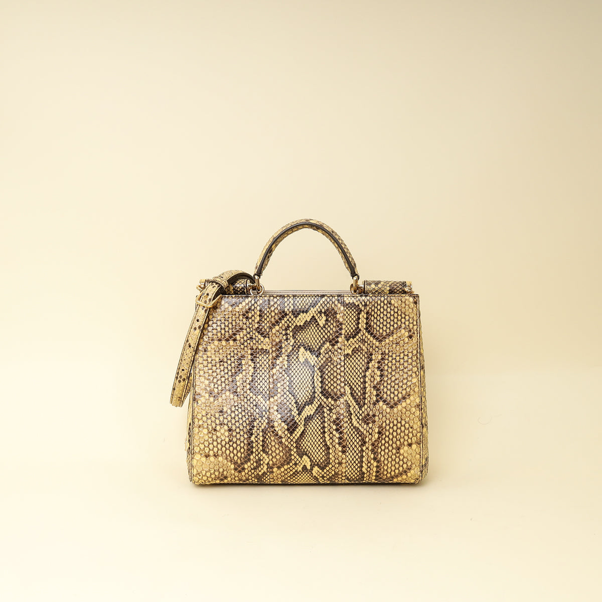 Dolce & Gabbana Beige Python Sicily Shopper Bag-Dolce & Gabbana-THE CLOSET