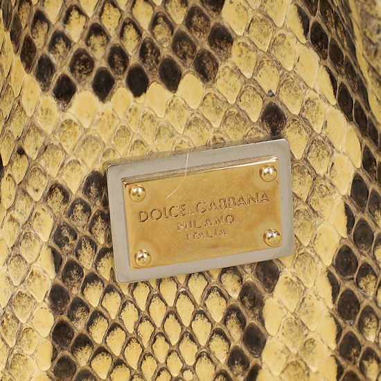 Dolce & Gabbana Beige Python Sicily Shopper Bag-Dolce & Gabbana-THE CLOSET