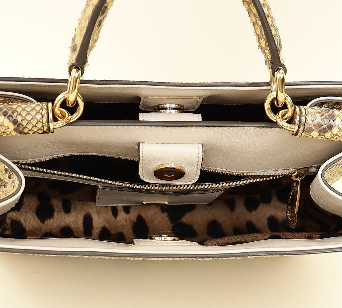 Dolce & Gabbana Beige Python Sicily Shopper Bag-Dolce & Gabbana-THE CLOSET