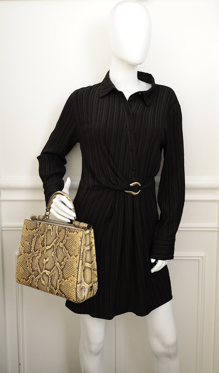 Dolce & Gabbana Beige Python Sicily Shopper Bag-Dolce & Gabbana-THE CLOSET