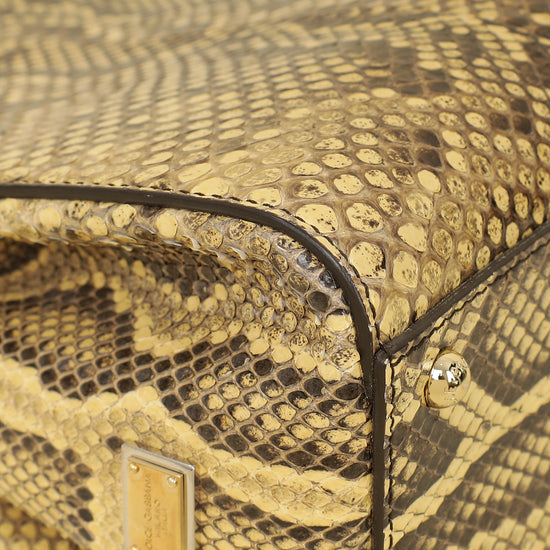 Dolce & Gabbana Beige Python Sicily Shopper Bag-Dolce & Gabbana-THE CLOSET