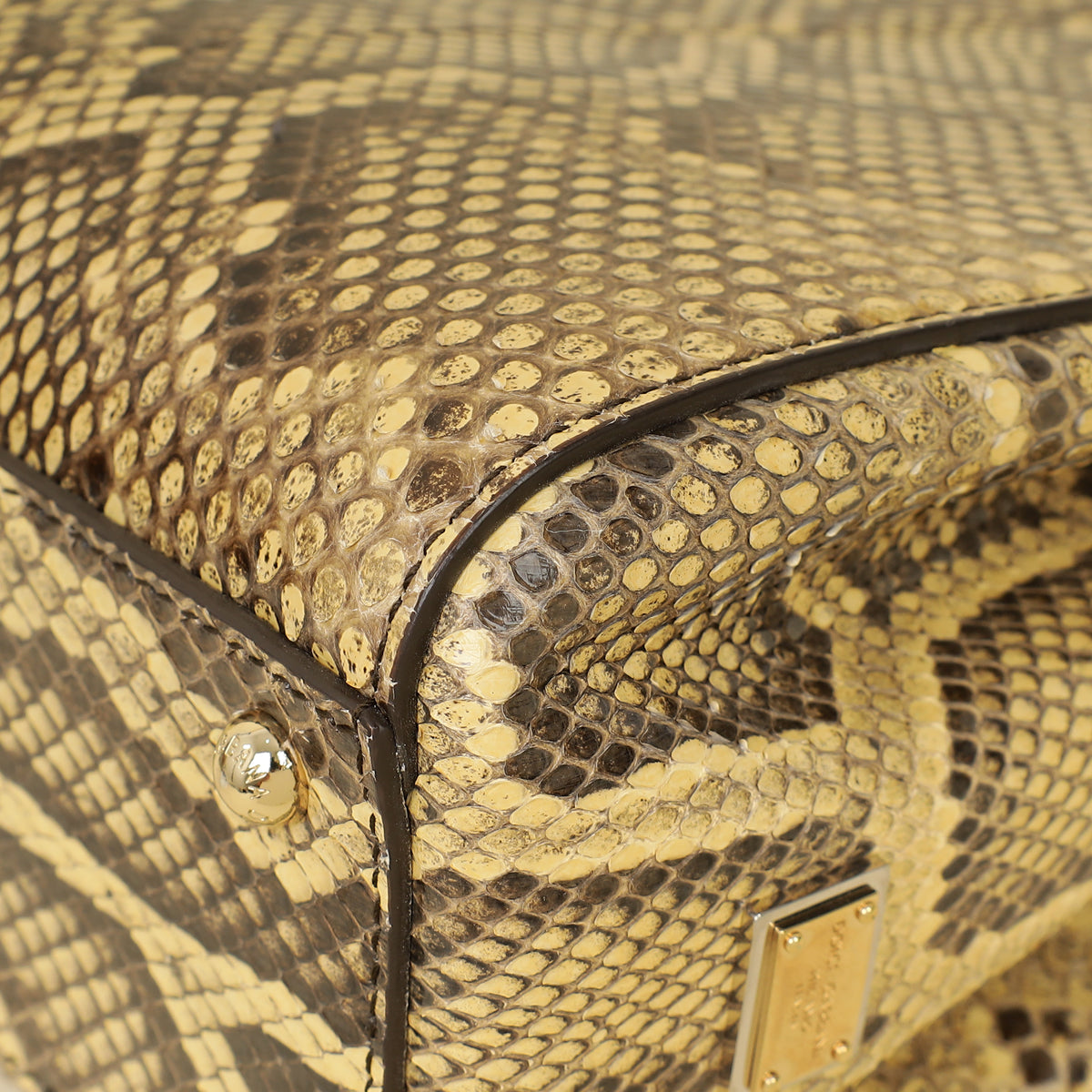 Dolce & Gabbana Beige Python Sicily Shopper Bag-Dolce & Gabbana-THE CLOSET