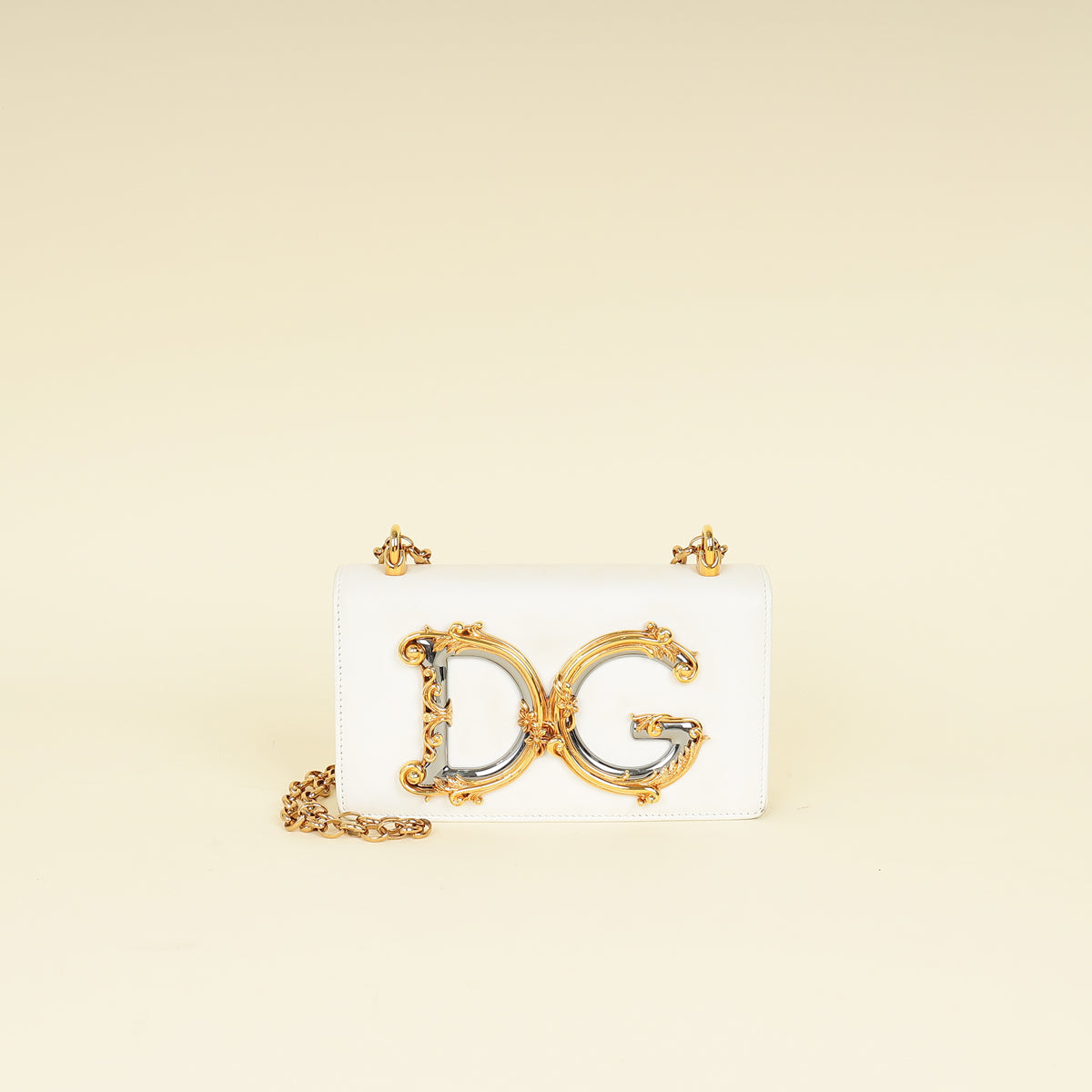 Dolce & Gabbana White DG Girl Phone Chain Bag-Dolce & Gabbana-THE CLOSET