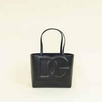 Dolce & Gabbana Black Small DG Logo Shopper Tote Bag