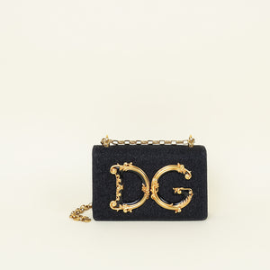 Dolce & Gabbana Black DG Grils Flap Chain Shoulder Bag