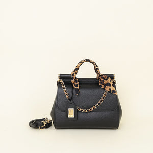 Dolce & Gabbana Black Sicily Bag with Scarf
