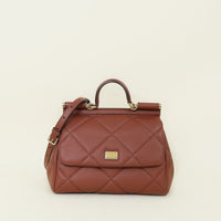 Dolce & Gabbana Brown Quilted Sicily Medium Bag