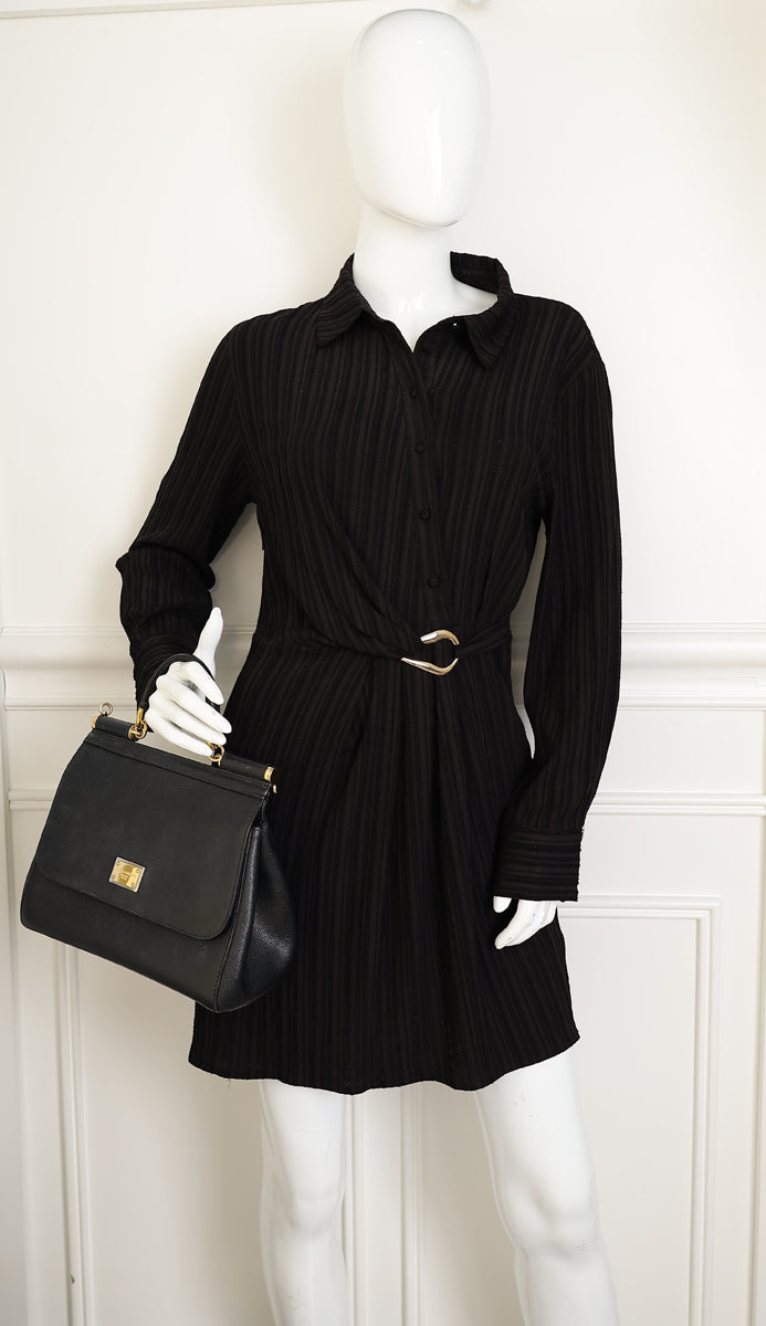 Dolce & Gabbana Black Dauphine Sicily Medium Bag-Dolce & Gabbana-THE CLOSET