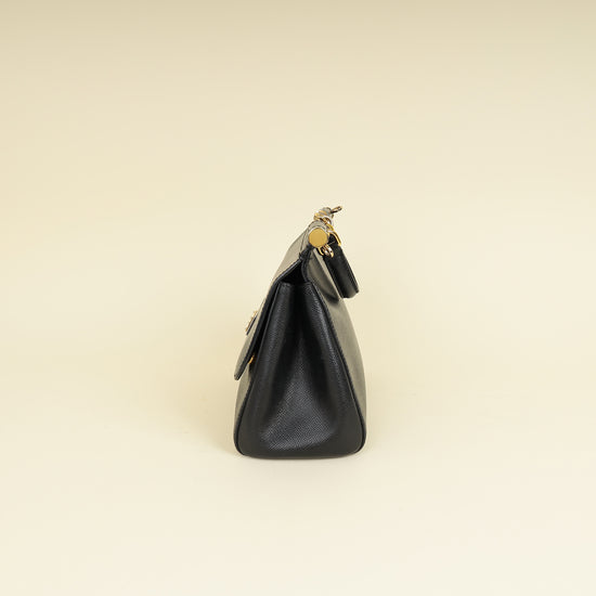 Dolce & Gabbana Black Dauphine Sicily Medium Bag-Dolce & Gabbana-THE CLOSET