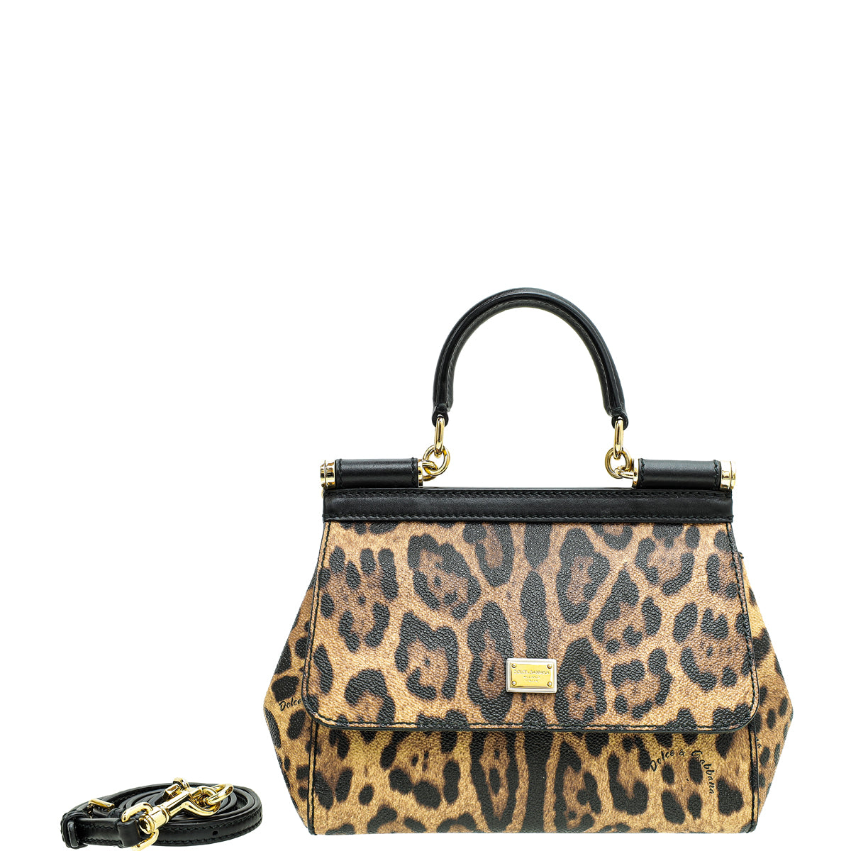 Dolce & Gabbana Bicolor Leopard Print Sicily Small Bag