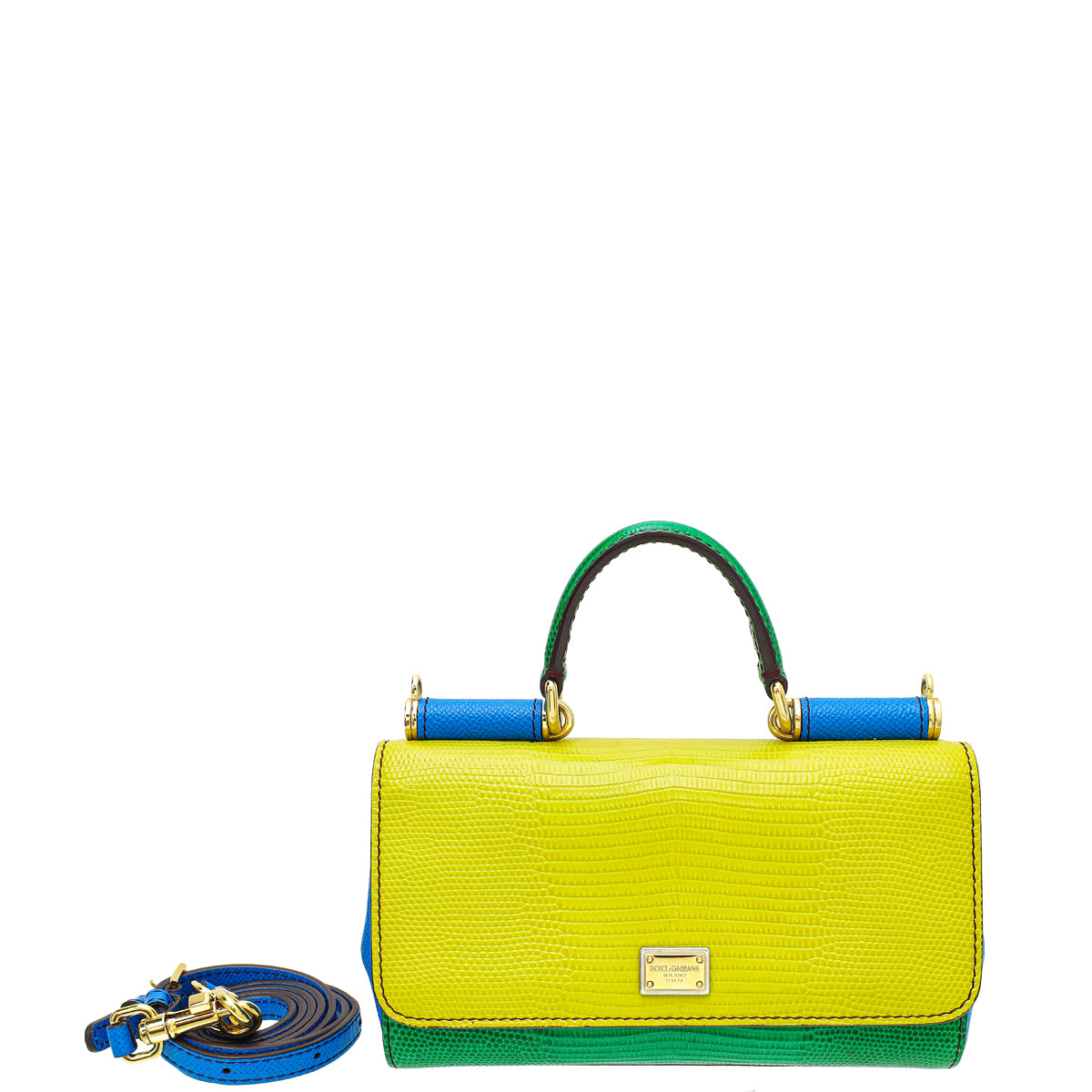 Dolce & Gabbana Multicolor Lizard Embossed Sicily Bag