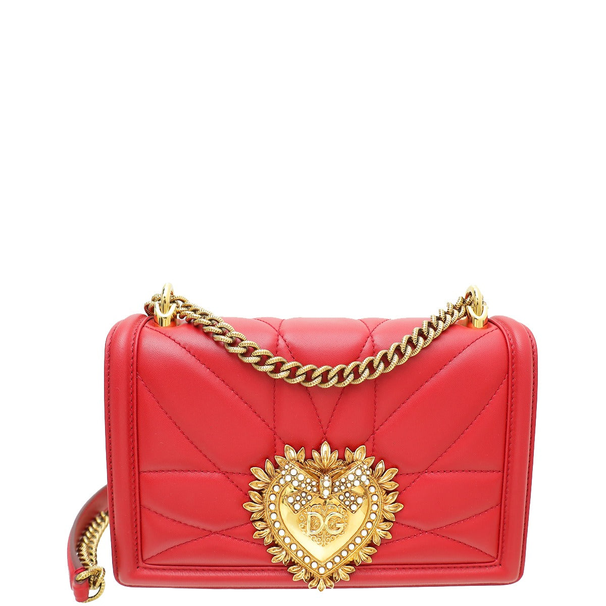 Dolce & Gabbana Red Devotion Medium Flap Chain Bag