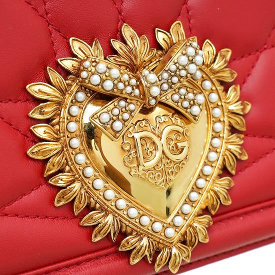 Dolce & Gabbana Red Devotion Medium Flap Chain Bag