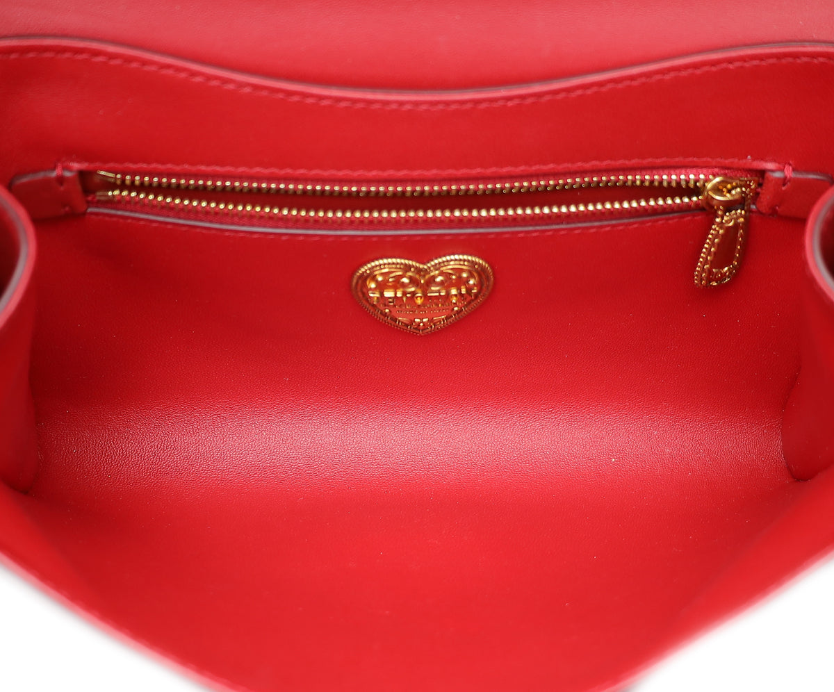 Dolce & Gabbana Red Devotion Medium Flap Chain Bag